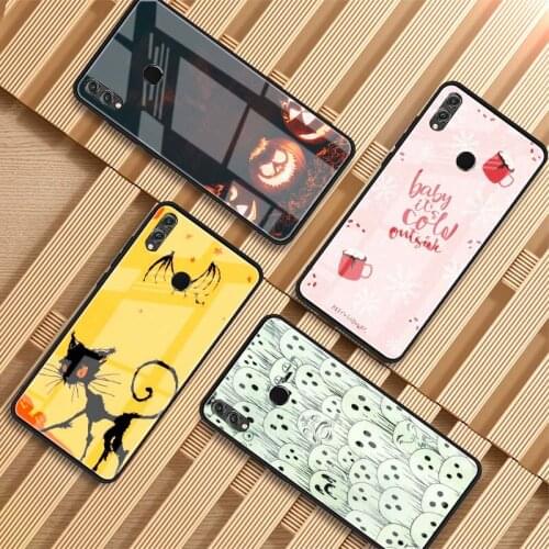 Halloween Tempered Glass Phone Case For Huawei P20 P30 pro P40 lite Mate 20 30 pro 30 lite