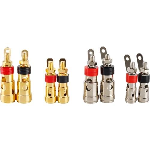 For 2PCS socket connector, gold-plated audio plug, speaker terminal, spring compression cable, audio power amplifier terminal