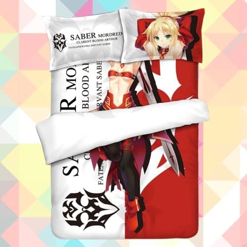 Anime Cartoon Fate/Apocrypha Mordred Quilt Cover Printed Bedding Set With Pillow Cases Bed Sheet Duvet Cover Set 4pc CP170003