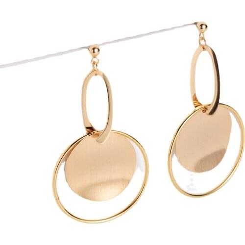 Fashion Stainless Steel Round Sequin Earrings Electroplated Gold Universe Earrings Jewelry