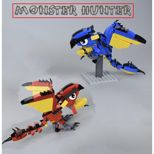 Monster Hunter BOSS Rathalos Azure Rathalos Dragon Car DIY Model Speelgoed Blocks 20cm TOY Action Figure Speelgoed Voor Kinderen