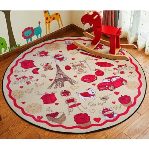Cartoon Animals Round Living Room Carpet Childrens Bedroom Carpet and Carpet Computer Chair Floor Mat Cloakroom Carpet