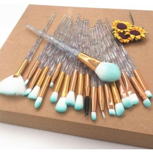 20 PCS Unicorn Diamond Make up Brush Set Kit Foundation Powder Eyeshadow Eyebrow Eye Lip Eyelash