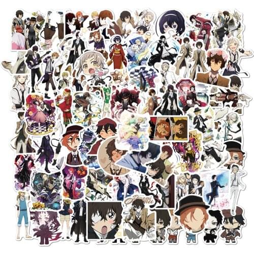100pcs Bungo Stray Dogs Anime Sticker Stickers PVC Graffiti Stickers Suitcase Luggage Guitar Car Waterproof for Children Toys