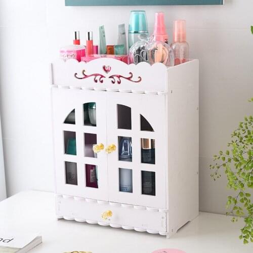Desktop Makeup Storage Box Wood-Plastic Plate Household Finishing Box Simple Dresser Multilayer Storage Rack Cosmetics Shelf