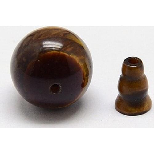 Natural Tiger Eye Buddhist Beads 3 Hole Guru Beads Grade AB Buddha Jewelry Findings DarkGoldenrod Tiger Eye Round: 8mm
