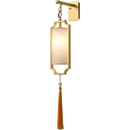 New Chinese Wall Lamp Modern Hotel Bedside Lamp Living Room Wrought Iron Corridor Bedroom Wall Saconces Light Fixtures Led Decor