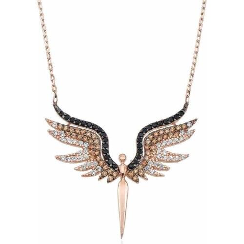 925 Sterling Silver Women And Girls Necklace Michael Angel Zircon Stone Gift Precious Pendant Fine Chain Spring Season