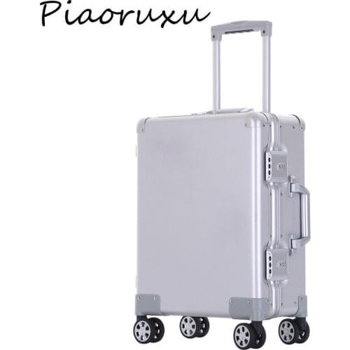 Piaoruxu 20" 24" inch 100% aluminium spinner travel suitcase hand luggage trolley with wheel