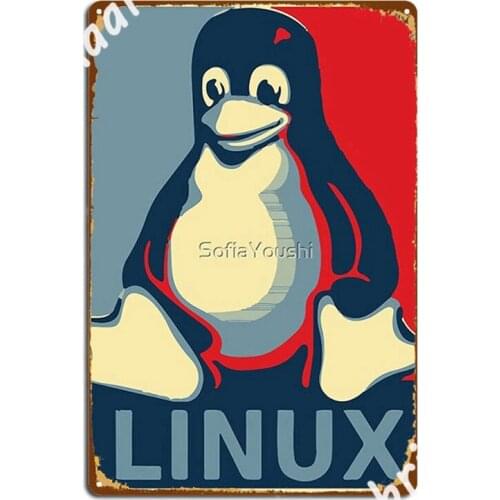 Linux Tux Penguin Obama Poster Metal Signs Club Party Bar Cave Design Plaques Metal Posters