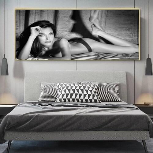 Modern Sexy Women Sleeping on The Bed Canvas Posters Prints Wall Art Black White Nude Body Paintings for Home Bedroom Decor