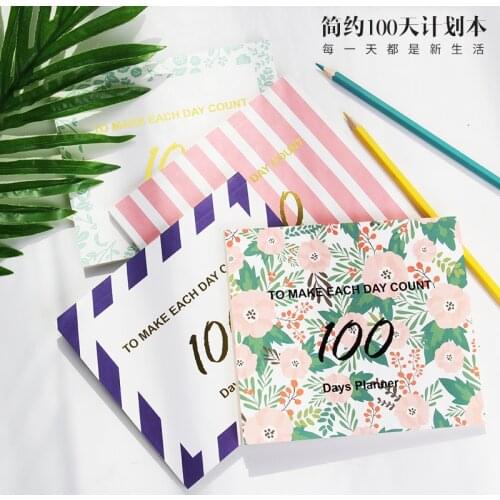100 Days Project Planner Study Agenda Notebook Daily Schedule Papers Journal Stationery Gift Notepad Daily Cute List Agenda
