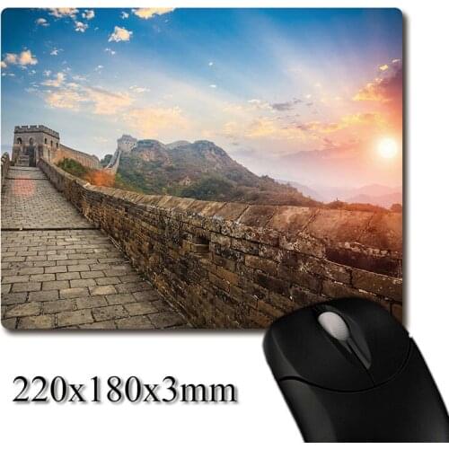 The sun shines on the Great Wall of China image printed Heavy weaving anti-slip rubber pad office mouse pad Coaster Party favor