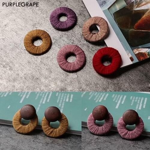 PURPLEGRAPE DIY Earrings Jewelry Material Handmade Hair Accessories Wool Circles Rings Autumn Winter Retro 8pcs