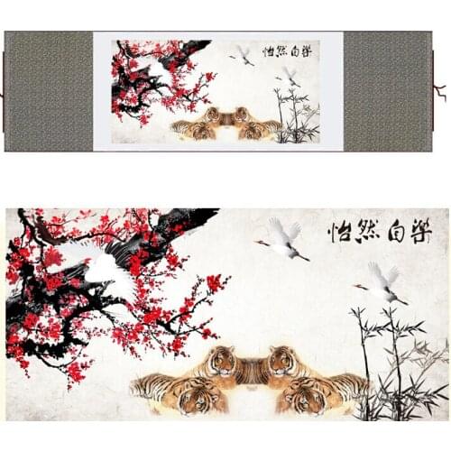 Tiger silk art painting Chinese Art Painting Home Office Decoration Chinese tiger paintingPrinted painting