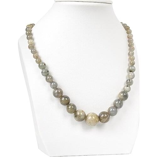 Light Grey Round candy Flash stone Import Labradorite jewelry necklace 18inch noble and elegant H85