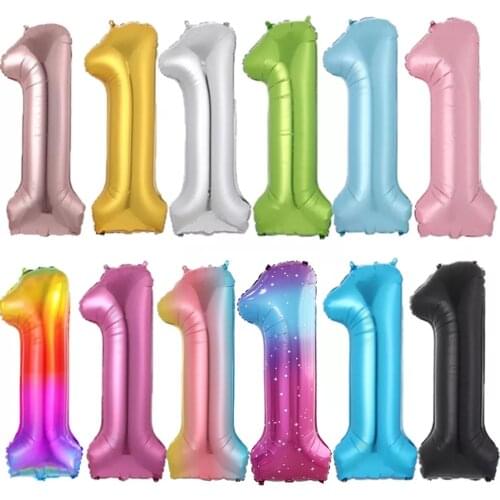 1pcs Baby 1st Birthday Party 40inch Number Helium Balloon Decoration Rose Gold Pink Blue Digit 1 Foil Ballon Anniversary Supply