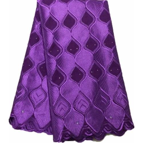 VPL12919 Pure Cotton Design Voile Lace In Switzerland African Dry Lace Fabric 2021 High Quality PURPLE Nigerian For Wedding