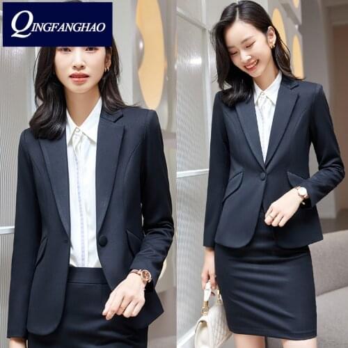 High quality Long sleeve womens suit office wear Blazer and Pants or Skirt set business Ladies Suit Fashion Slim Jacket jy6126