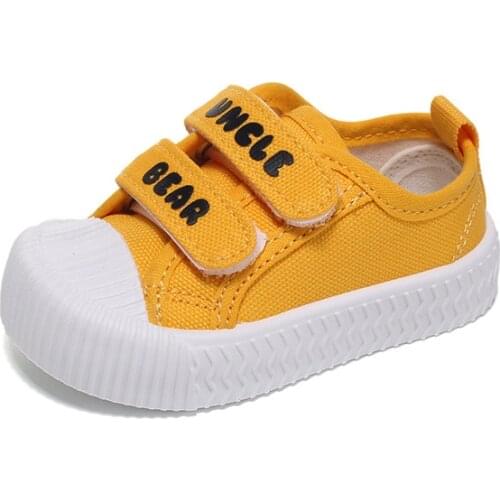 Korean Style Yellow Childrens Canvas Shoes for Babies Soft-soled Green Canvas Shoes for Kids