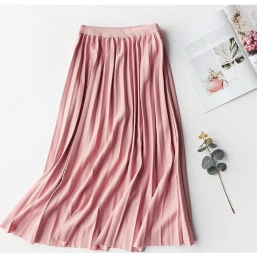 BeeHouse pleated jupe femme woman black skirt faldas largas mujer pink plisada plissee coreana maxi skirts for women saia longa