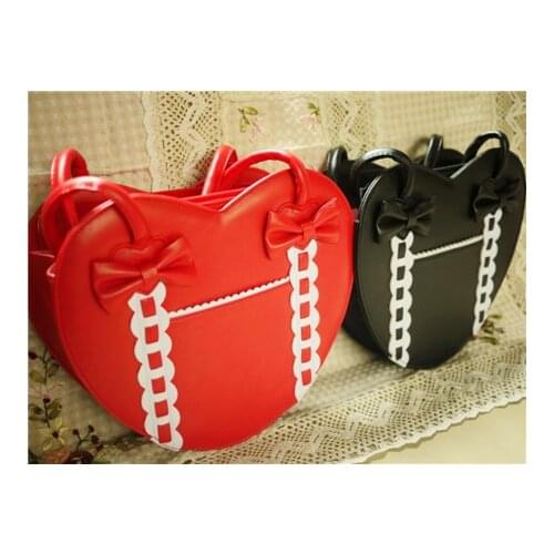 Girls Womens Lolita Sweet Heart Shaped Bowknot Handbag Makeup Should Messenger Satchel Purse Bags 6Colors K14