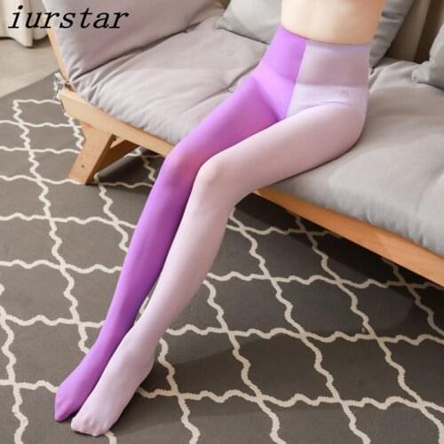 Iurstar Womens 120D Velvet Tights AB Surface Stitching Tight Purple Color Stitching Pantyhose Female Pantys Medias Lingerie