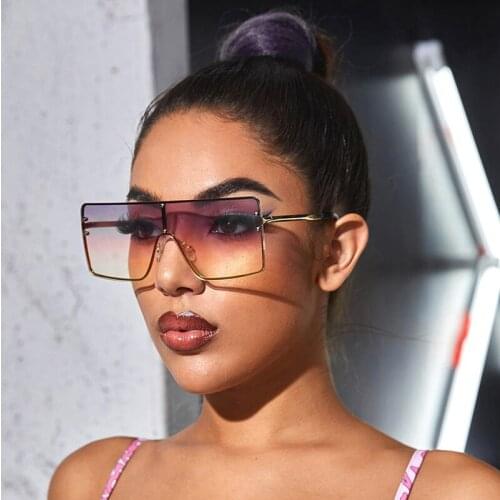 2020 Oversized purple Sunglasses Women Retro Vintage Sunglasses Luxury Brand Big frame Eyewear oculos de sol feminino Big Shades