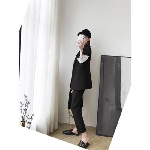 2 piece set women suit female spring and autumn fashion solid color loose office ladies OL business professional suit