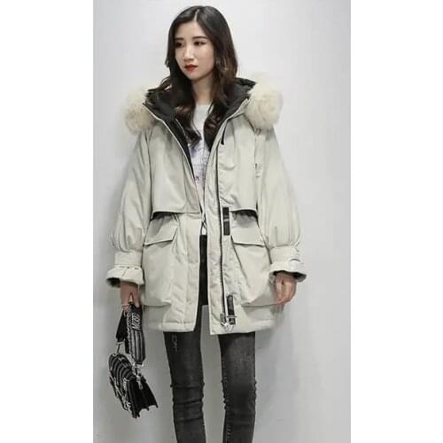 Femme cotton coat jacket solid faux fur hooded woman parkas korean thick warm puffer jacket plus size winter clothes women Fad