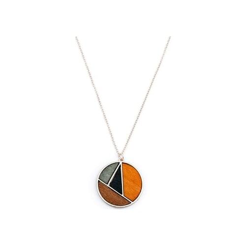 Fashion Jewelry Women Geometric Wood Combination Necklace Alloy 72cm Long Chain Pendant Necklace