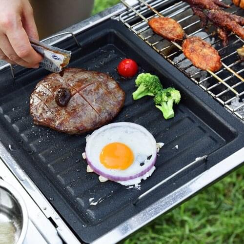 1PC Korean Barbecue Pan Non-Stick Outdoor Practical Black Plate Home Kitchen Rectangle Food Container Baking Tools 30x25cm