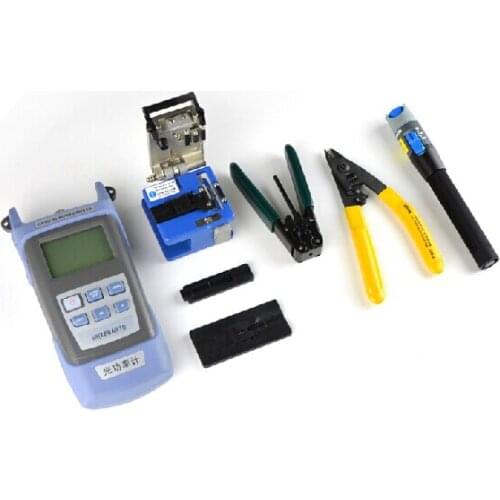 10 In 1 Fiber Optic FTTH Tool Kit with FC-6S Fiber Optic Cleaver and Optical Power Meter 5Mw Visual Fault Locator