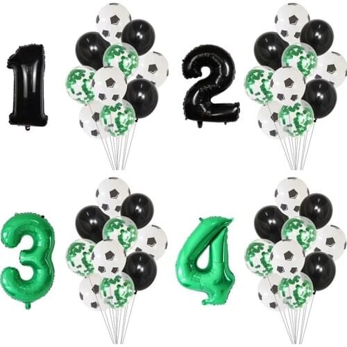 11pcs Football Soccer Latex Balloons Foil Number Birthday Theme Party Decor Air Ballon Boy Games Toys Gift Supplies Globos