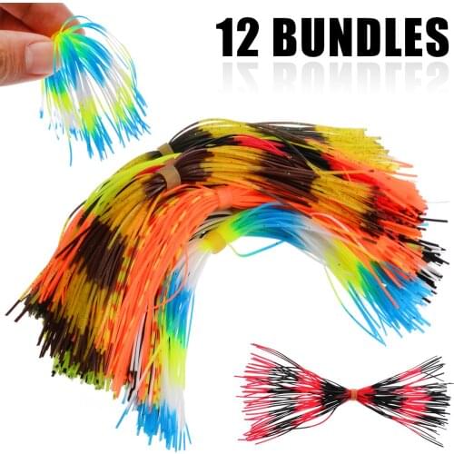 12 Bundles Silicone Fishing Skirts Spinner Bait Bass Lure Thread 50 Strands/Bundle Fishing Tackle Accessories Random Color