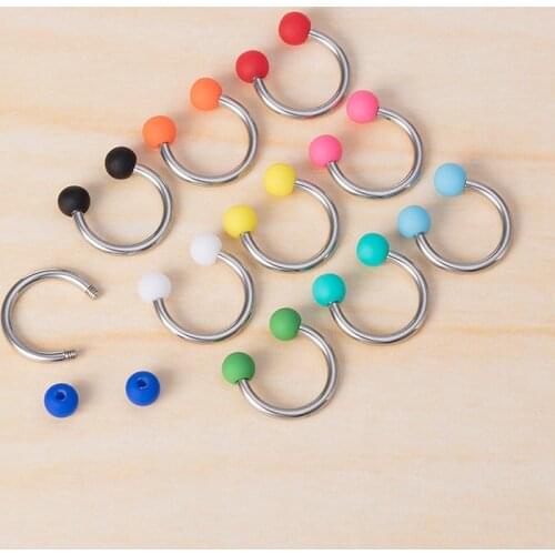 2PCS New 16G Acrylic Horseshoe Nose Septum Rings Piercing Jewelry Cartilage Helix Tragus Earring Hoop Lip Piercing Retainer 8mm