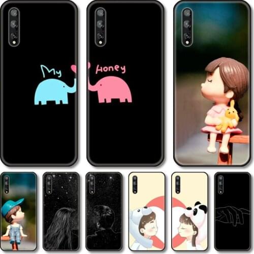 Lovely couple Phone Case For Huawei Y 5 6 7 8 9 A P S Pro 2020 2019 Black Shell Cover