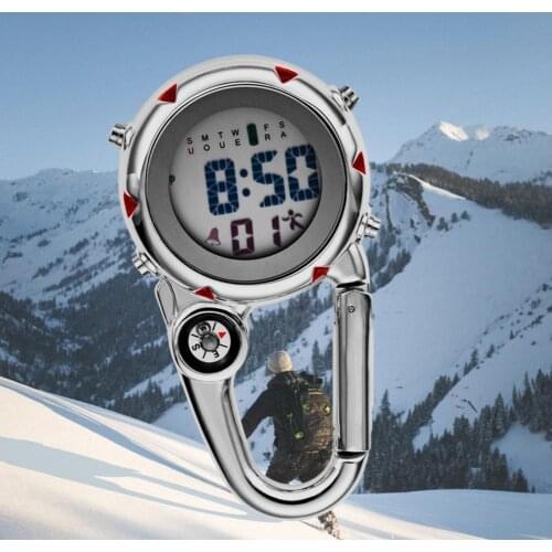 1 pc Digital display metal carabiner watch Multifunctional anti-scratch accurate luminous electronic pocket watch Outdoor