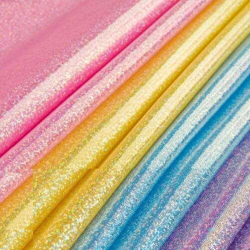 Fluorescent Fabric Laser Stretch Knit Colorful Shiny Fabric Stage Wedding Decor Tissue For Sewing Doll Cloth 100cm*160cm D20