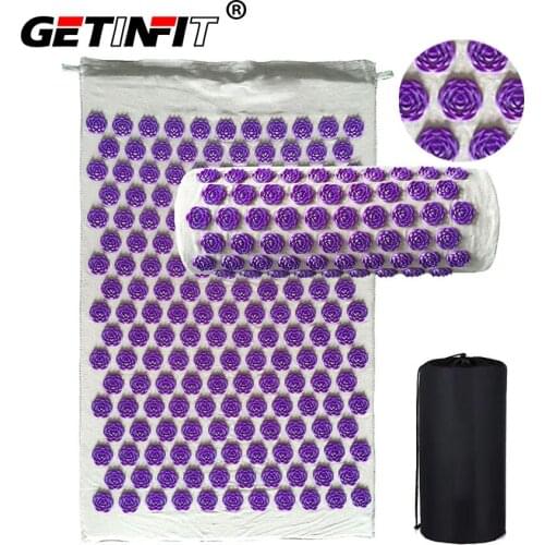 Getinfit Acupuncture Mat Acupressure Rose Shape Mat Acupuncture Massage Mat +Pillow Relieve Stress Pain Relax Muscles