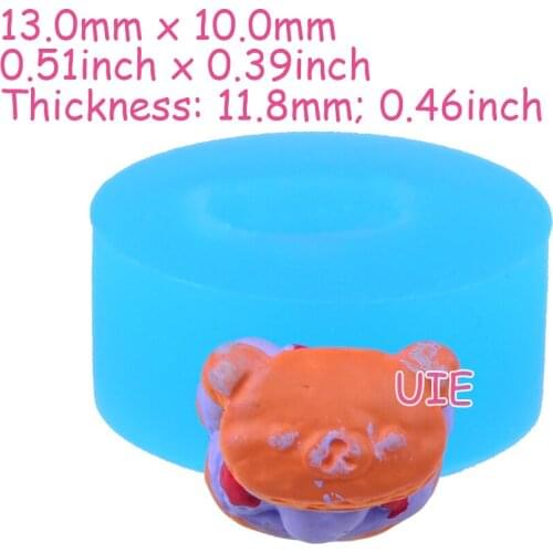 GYL114U 13.0mm x 10.0mm Stuffed Bear Cake Silicone Mold Fondant Cake Decoration Candy Resin Clay Earrings Necklace Craft Soap