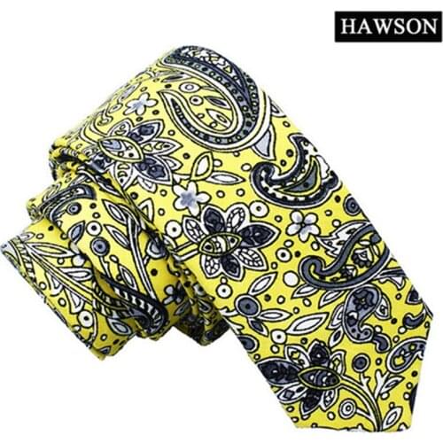 HAWSON Men Paisley Necktie Fashion Floral Polyester 2 Inch Width Slim Ties For Gentlemen Party Business Clothing Accessory