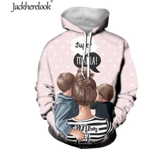 Jackherelook Casual Woman Hoodie Super Mom Design Cute Cartoon Sweatshirts for Teen Girls Oversize Long Sleeve Tracksuits Jacket