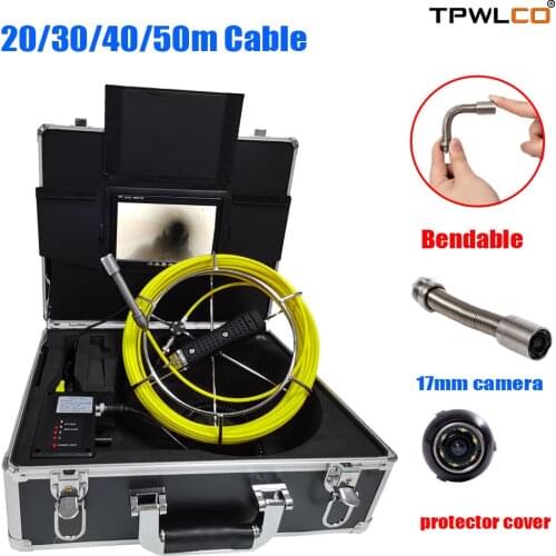 CCTV Camera 17mm Spring Lens Waterproof Drain Sewer Pipeline Inspection Camera with 7inch Monitor/4500mAh Battery
