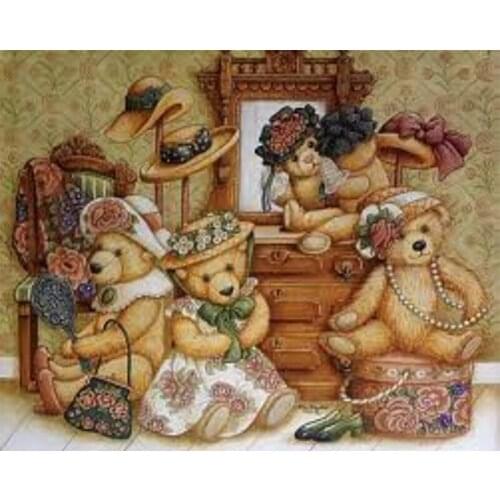 2021 Gold Collection Craft Teddy Dressup Hand Embroidery on Sweatshirt with 100% Cotton Flosses & Free Shipping for Wall Decor