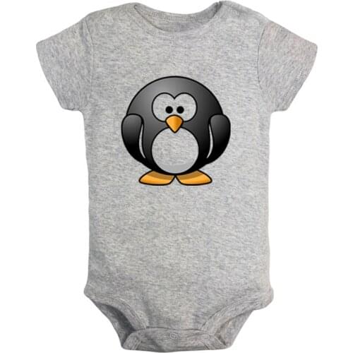 Cartoon Penguin Printed Newborn Baby Girl Boys Clothes Short Sleeve Romper Outfits 100% Cotton
