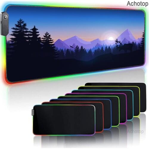 Deep forest firewatch RGB Mousepad Gaming Mouse Pad LED Large Keyboard Laptop Gamer 70x30 cm Deak Mat for Cs Go LOL With Backlit