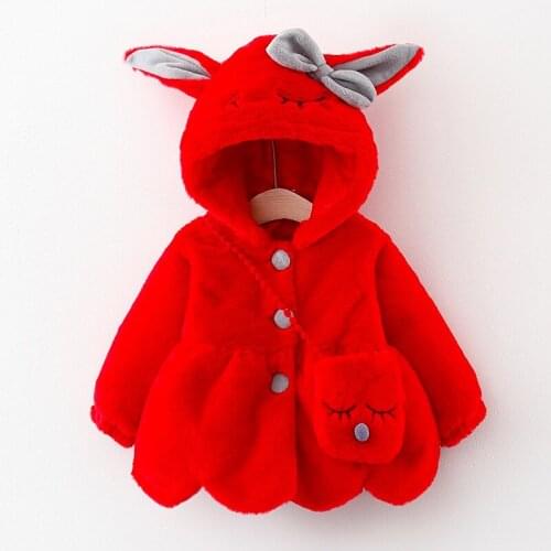 Girls Jacket Wholesale 2020 Rabbit Hat Coat with Pocket Autumn