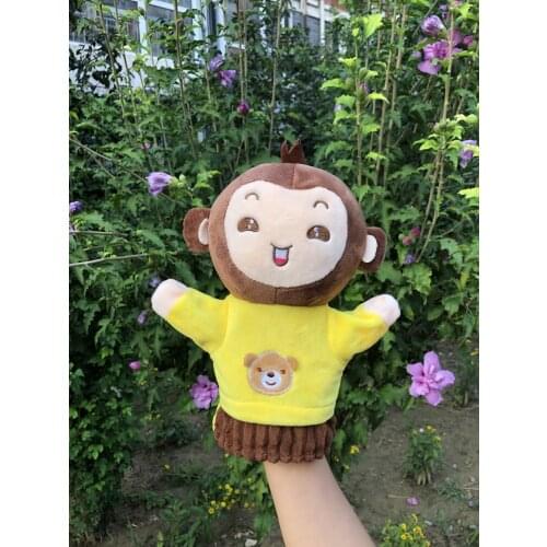 Cartoon monkey animal hand puppet plush toy glove doll kindergarten orangutans puzzle tell story finger puppet Comfortable Towel