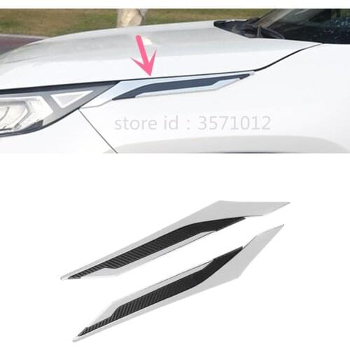 For Toyota RAV4 2019 2020 Car Sticker Cover Head Front Eyebrow Trim Light Lamp Frame Cover Parts 2pcs